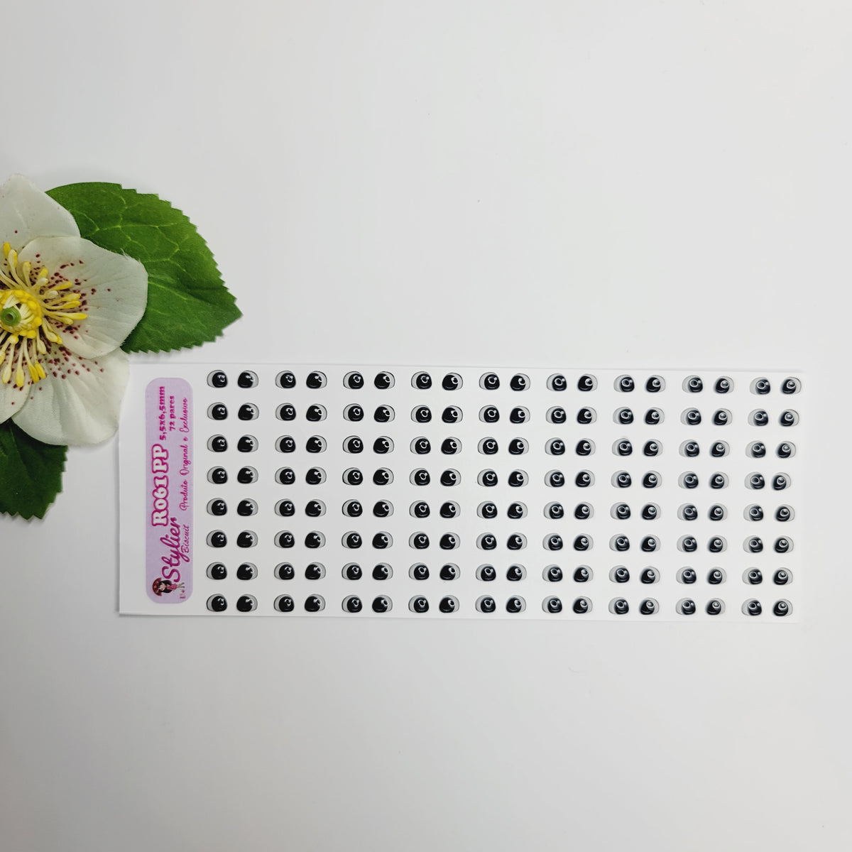 STY R061 Adhesive Resin Eyes for Clays BLACK XS (5,5 x 6,5 mm) 72Pairs