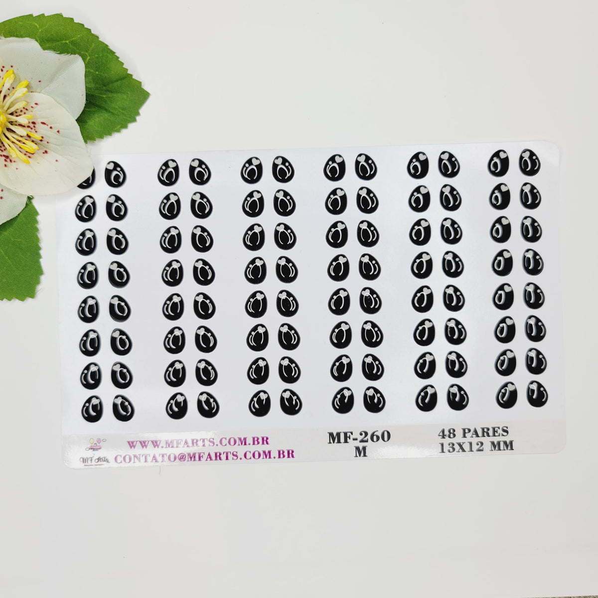 MF 260 Adhesive Resin Eyes for Clays (13mm x 12mm) - 48 Pairs