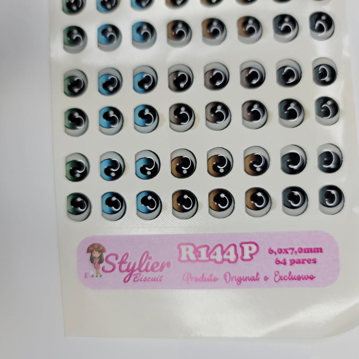 STY R144 Adhesive Resin Eyes for Clays Multicolor SM 64 Pairs