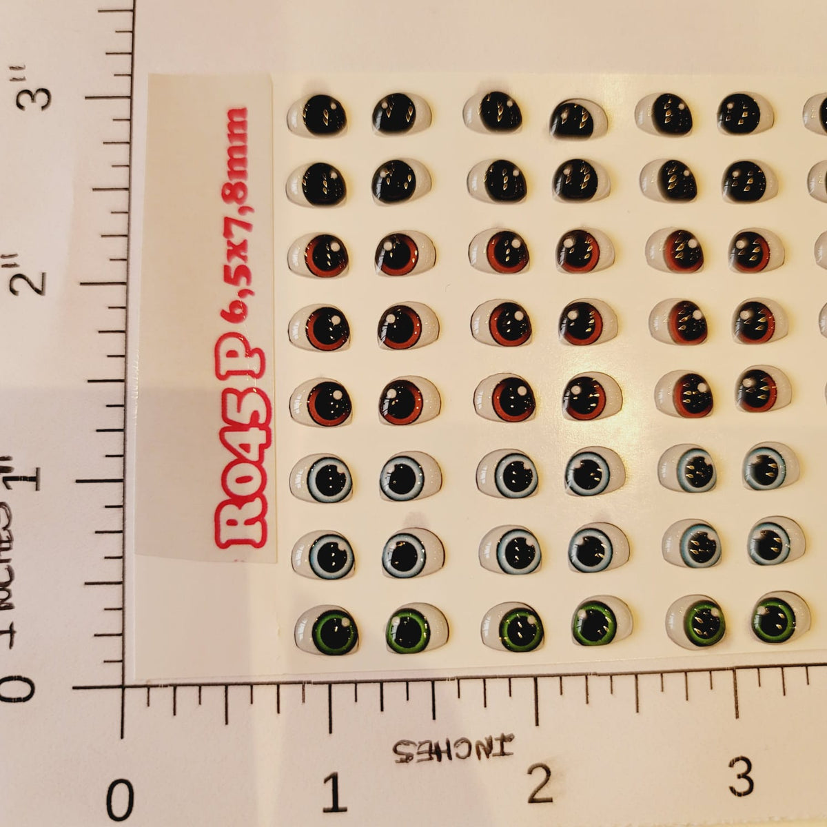 STY R045 Adhesive Resin Eyes for Clays Multicolor SM (6.5x7.8 mm) 64Pairs
