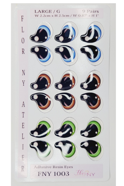 Adhesive Resin Eyes FNY 1003 - for use with Cold Porcelain Air Dry Clay, Polymer Clay, EVA, Felt, Fabric, Plaster, Paper, Ceramic and more