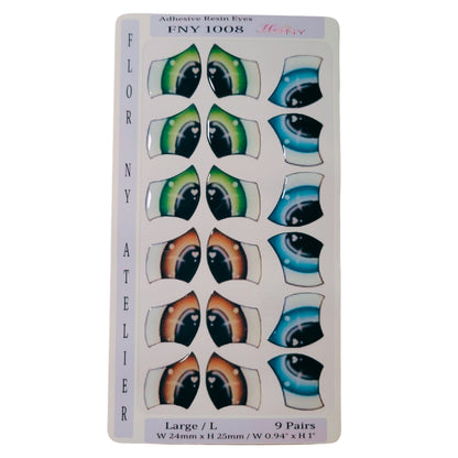 Adhesive Resin Eyes FNY 1008 - for use with Cold Porcelain Air Dry Clay, Polymer Clay, EVA, Felt, Fabric, Plaster, Paper, Ceramic and more
