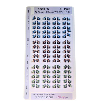 Adhesive Resin Eyes FNY 1008 - for use with Cold Porcelain Air Dry Clay, Polymer Clay, EVA, Felt, Fabric, Plaster, Paper, Ceramic and more