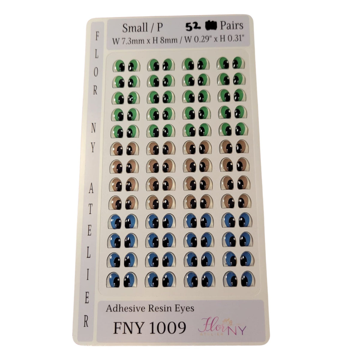 Adhesive Resin Eyes FNY 1009 - for use with Cold Porcelain Air Dry Clay, Polymer Clay, EVA, Felt, Fabric, Plaster, Paper, Ceramic and more