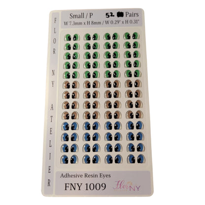 Adhesive Resin Eyes FNY 1009 - for use with Cold Porcelain Air Dry Clay, Polymer Clay, EVA, Felt, Fabric, Plaster, Paper, Ceramic and more
