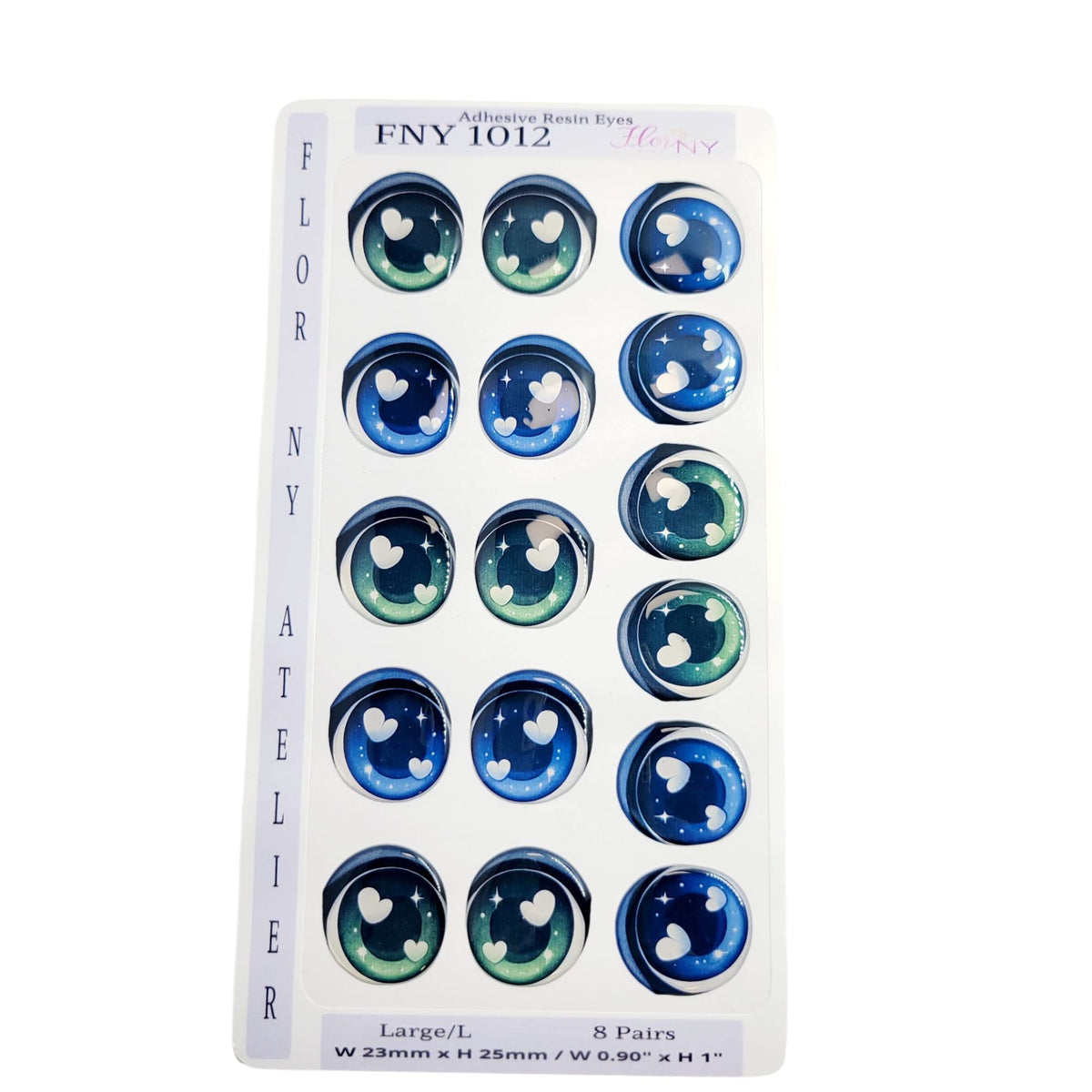 Adhesive Resin Eyes FNY 1012 - for use with Cold Porcelain Air Dry Clay, Polymer Clay, EVA, Felt, Fabric, Plaster, Paper, Ceramic and more