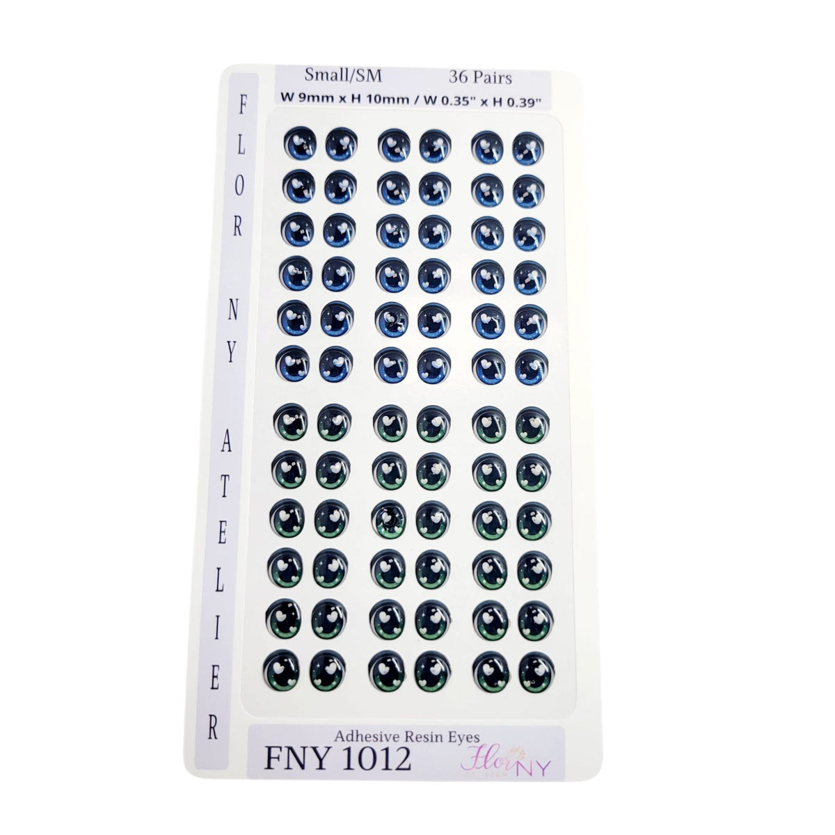 Adhesive Resin Eyes FNY 1012 - for use with Cold Porcelain Air Dry Clay, Polymer Clay, EVA, Felt, Fabric, Plaster, Paper, Ceramic and more