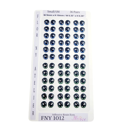 Adhesive Resin Eyes FNY 1012 - for use with Cold Porcelain Air Dry Clay, Polymer Clay, EVA, Felt, Fabric, Plaster, Paper, Ceramic and more