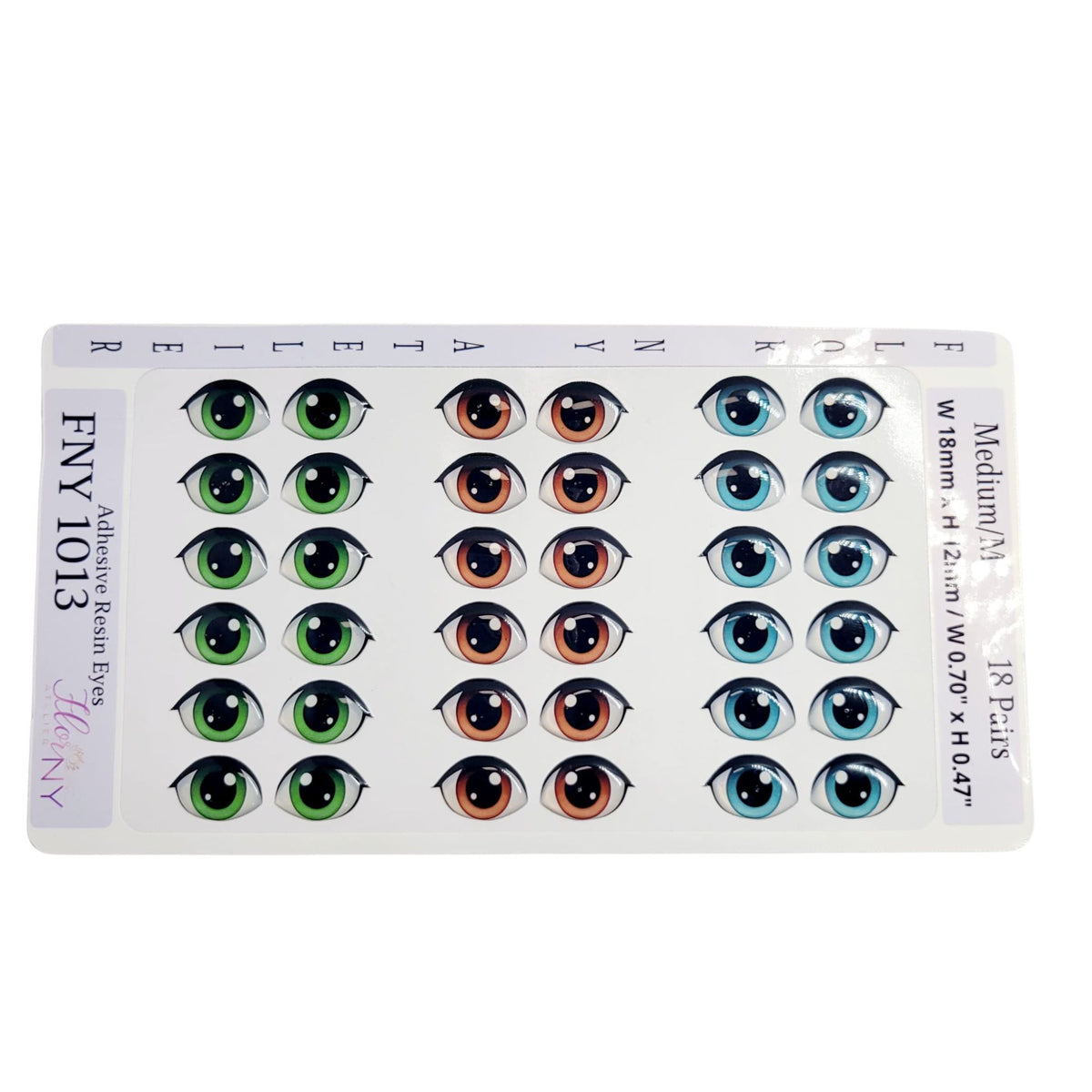 Adhesive Resin Eyes FNY 1013 - for use with Cold Porcelain Air Dry Clay, Polymer Clay, EVA, Felt, Fabric, Plaster, Paper, Ceramic and more