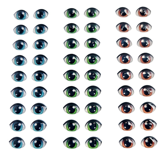 F#1011 Adhesive Resin Eyes - 3 sizes - for use with Clay, EVA, Felt, Fabric and more