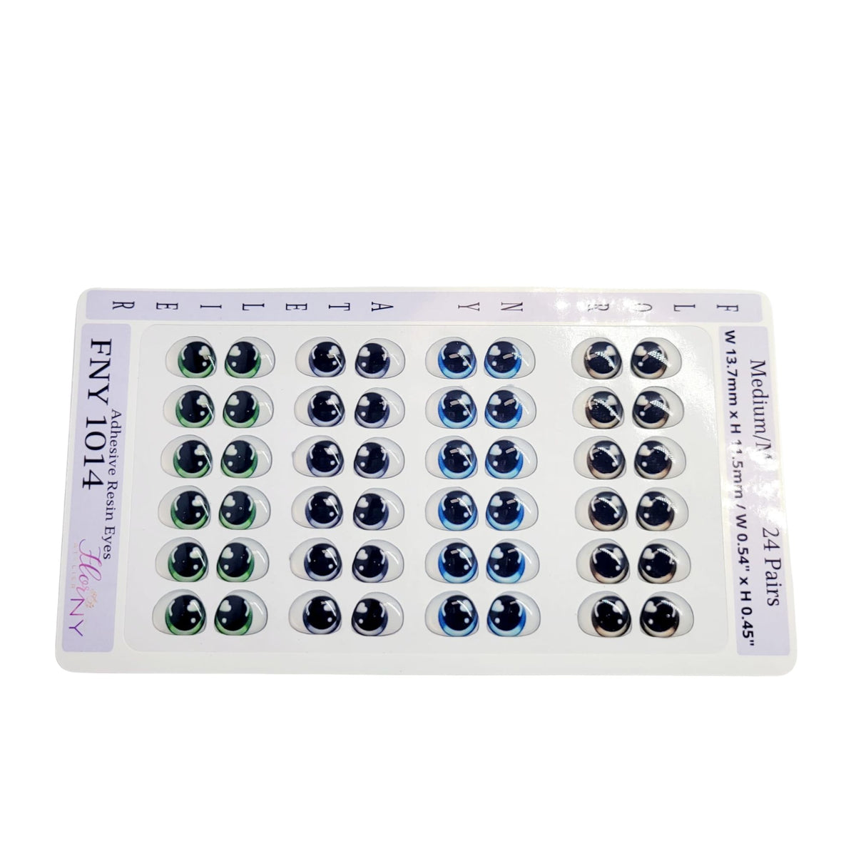 Adhesive Resin Eyes FNY 1014 - for use with Cold Porcelain Air Dry Clay, Polymer Clay, EVA, Felt, Fabric, Plaster, Paper, Ceramic and more