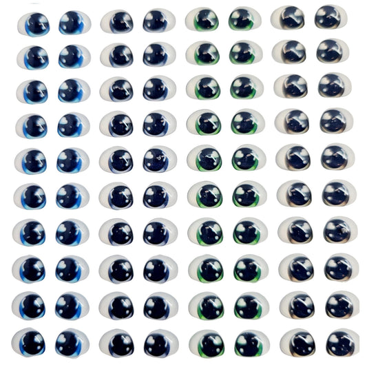 F#1012 Adhesive Resin Eyes - 4 sizes - for use with Clay, EVA, Felt, Fabric and more