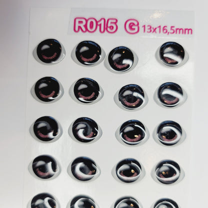 STY R015 Adhesive Resin Eyes for Clays Multicolor L 20 Pairs