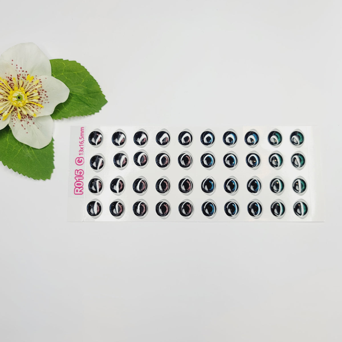 STY R015 Adhesive Resin Eyes for Clays Multicolor L 20 Pairs