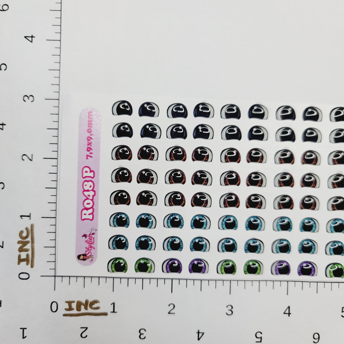 STY R048 Adhesive Resin Eyes for Clays Multicolor SM (7,9 x 9 mm) 64Pairs