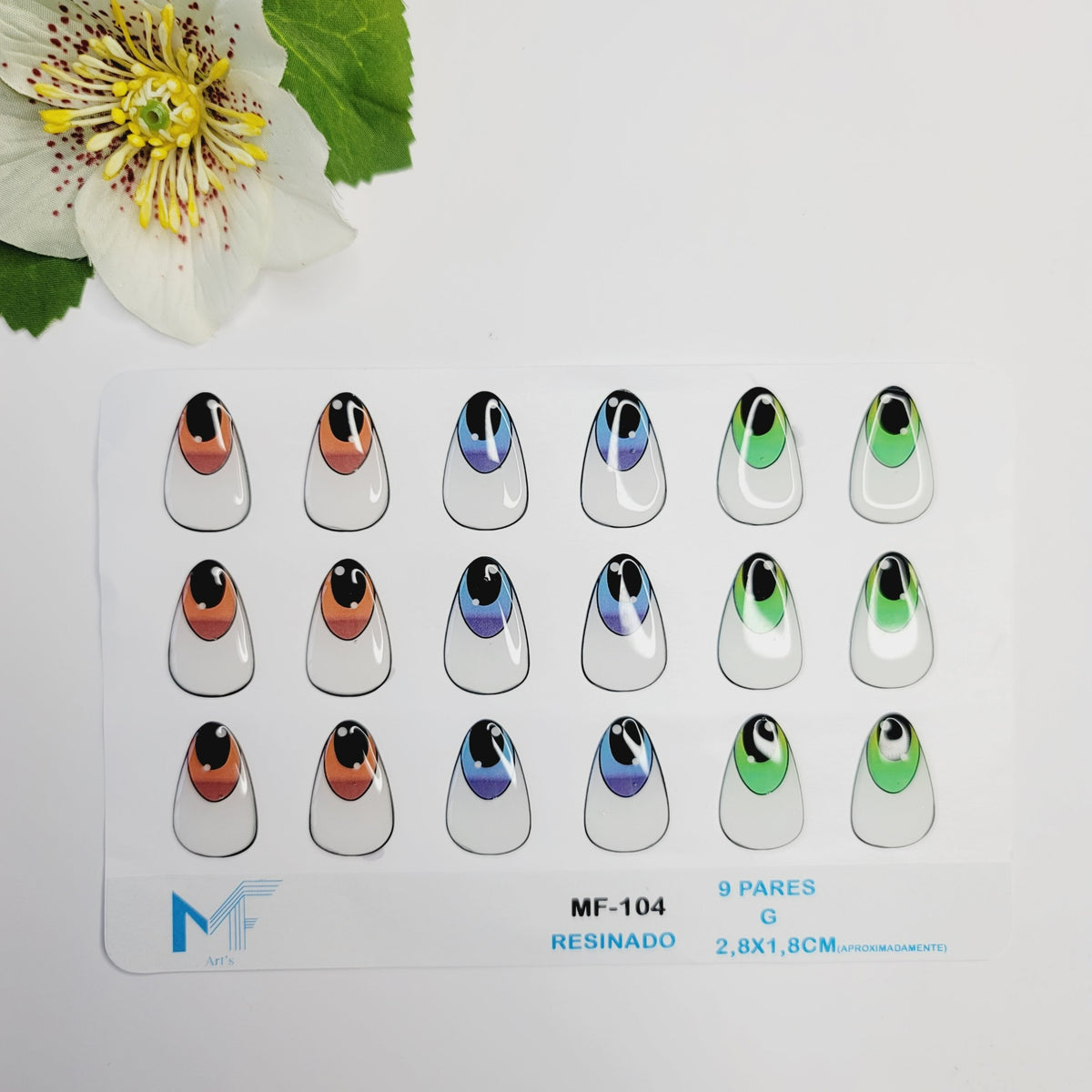 MF 104 Adhesive resin eyes for clays MF-104 felt eyes LG/G (2.8x1.8 cm) 09 Units