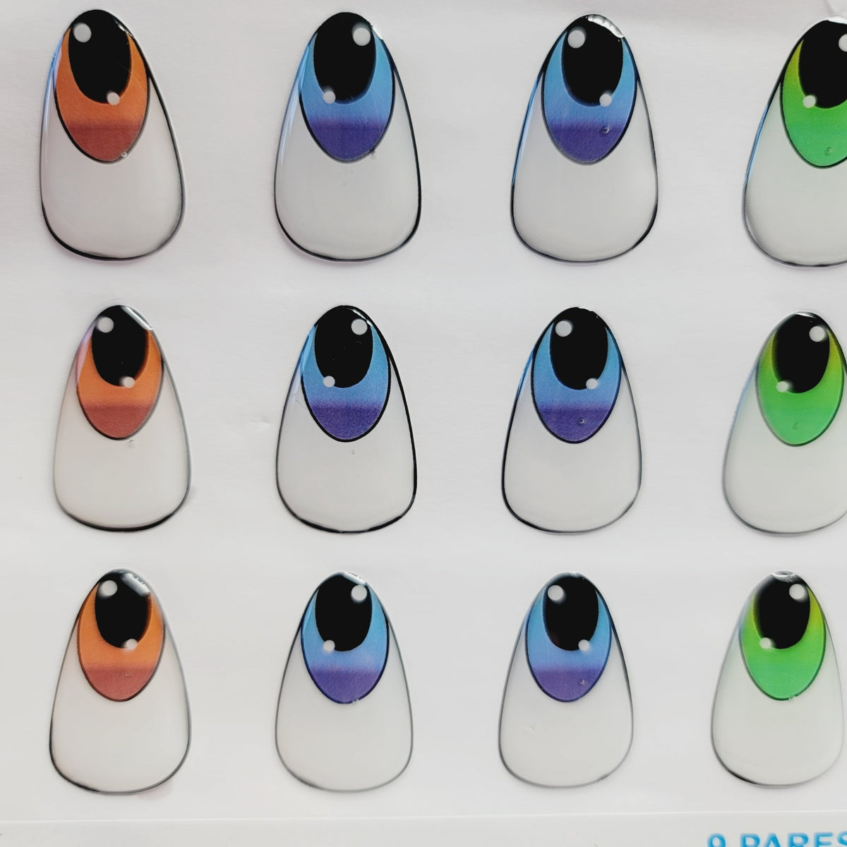 MF 104 Adhesive resin eyes for clays MF-104 felt eyes LG/G (2.8x1.8 cm) 09 Units