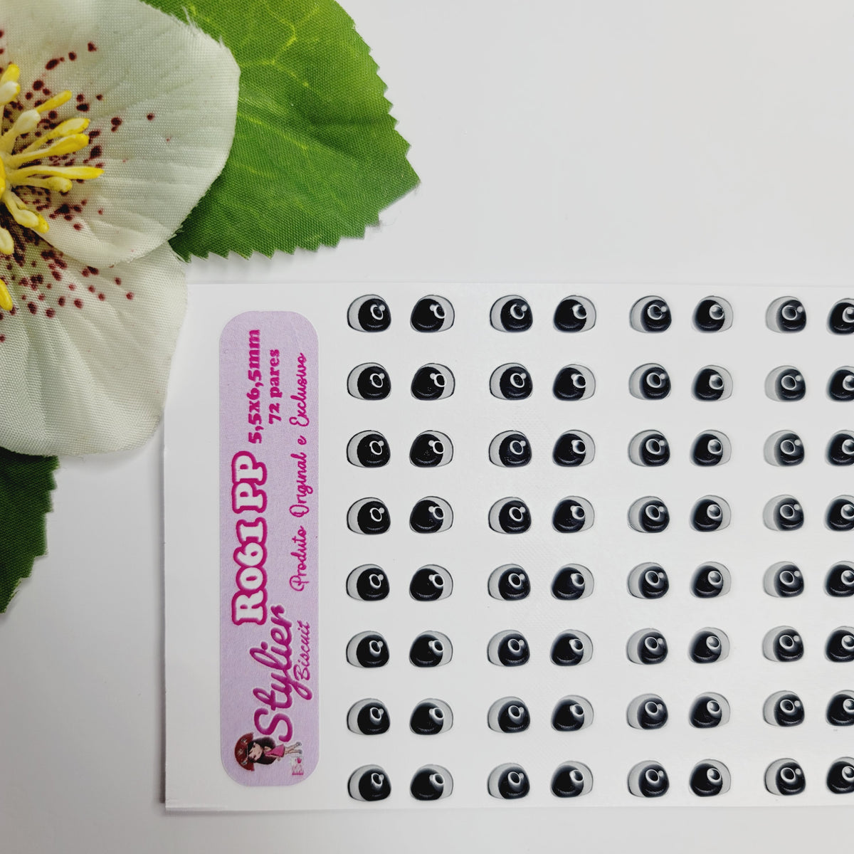 STY R061 Adhesive Resin Eyes for Clays BLACK XS (5,5 x 6,5 mm) 72Pairs