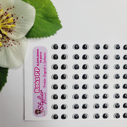 STY R061 Adhesive Resin Eyes for Clays BLACK XS (5,5 x 6,5 mm) 72Pairs