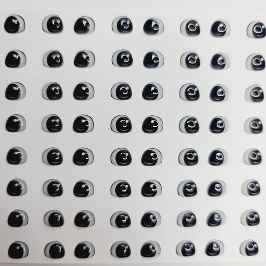 STY R061 Adhesive Resin Eyes for Clays BLACK XS (5,5 x 6,5 mm) 72Pairs