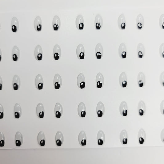 STY R007 Adhesive Resin Eyes for Clays BLACK - ExtraSmall (9x4,5 mm) 40 Pairs