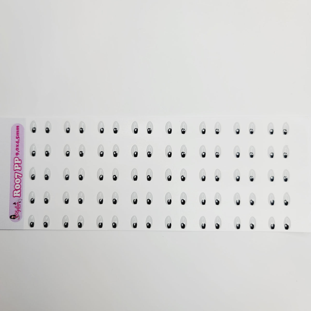 STY R007 Adhesive Resin Eyes for Clays BLACK - ExtraSmall (9x4,5 mm) 40 Pairs
