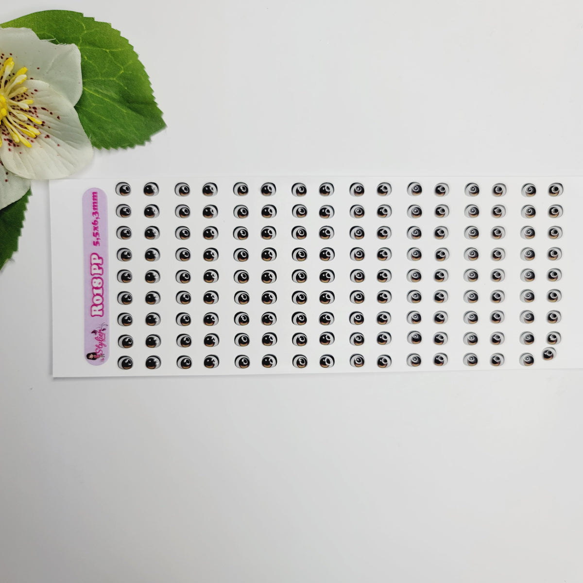 STY R018 Adhesive Resin Eyes for Clays BROWN STY -  X-SM (5,5x6,3 mm) 72Pairs