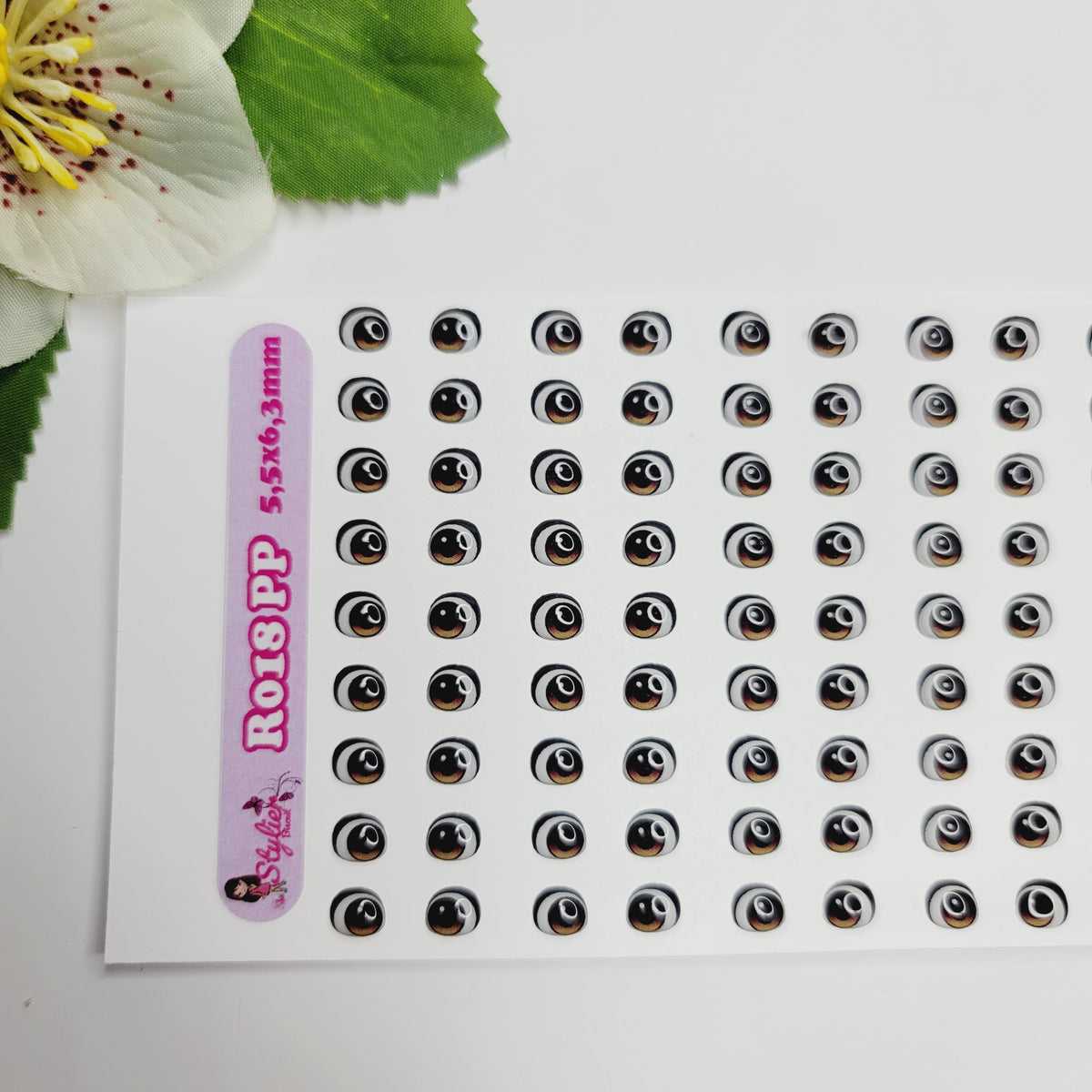 STY R018 Adhesive Resin Eyes for Clays BROWN STY -  X-SM (5,5x6,3 mm) 72Pairs
