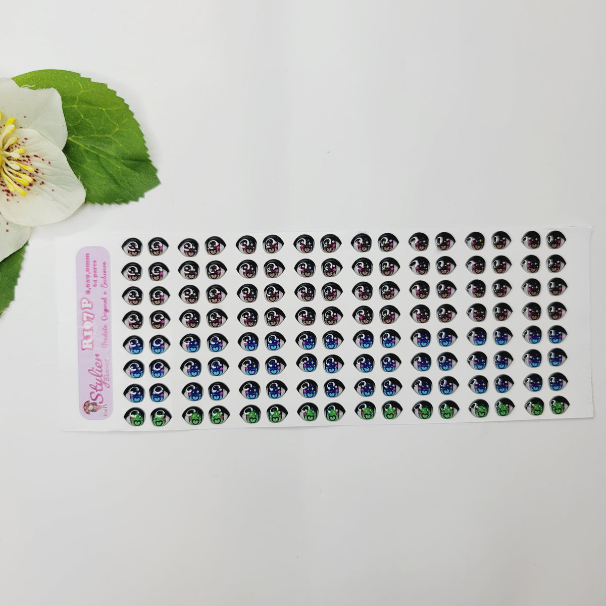 STY R107 Adhesive Resin Eyes for Clays Multicolor  64Pairs