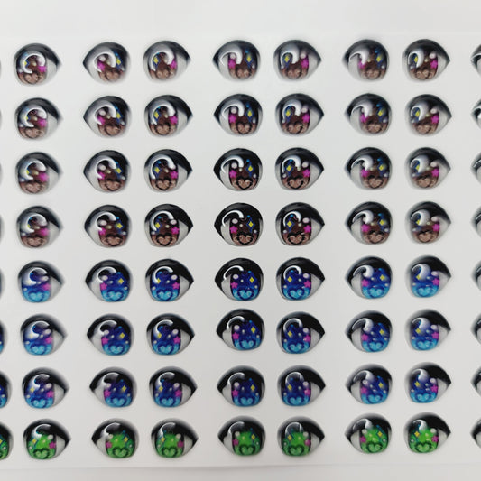 STY R107 Adhesive Resin Eyes for Clays Multicolor  64Pairs