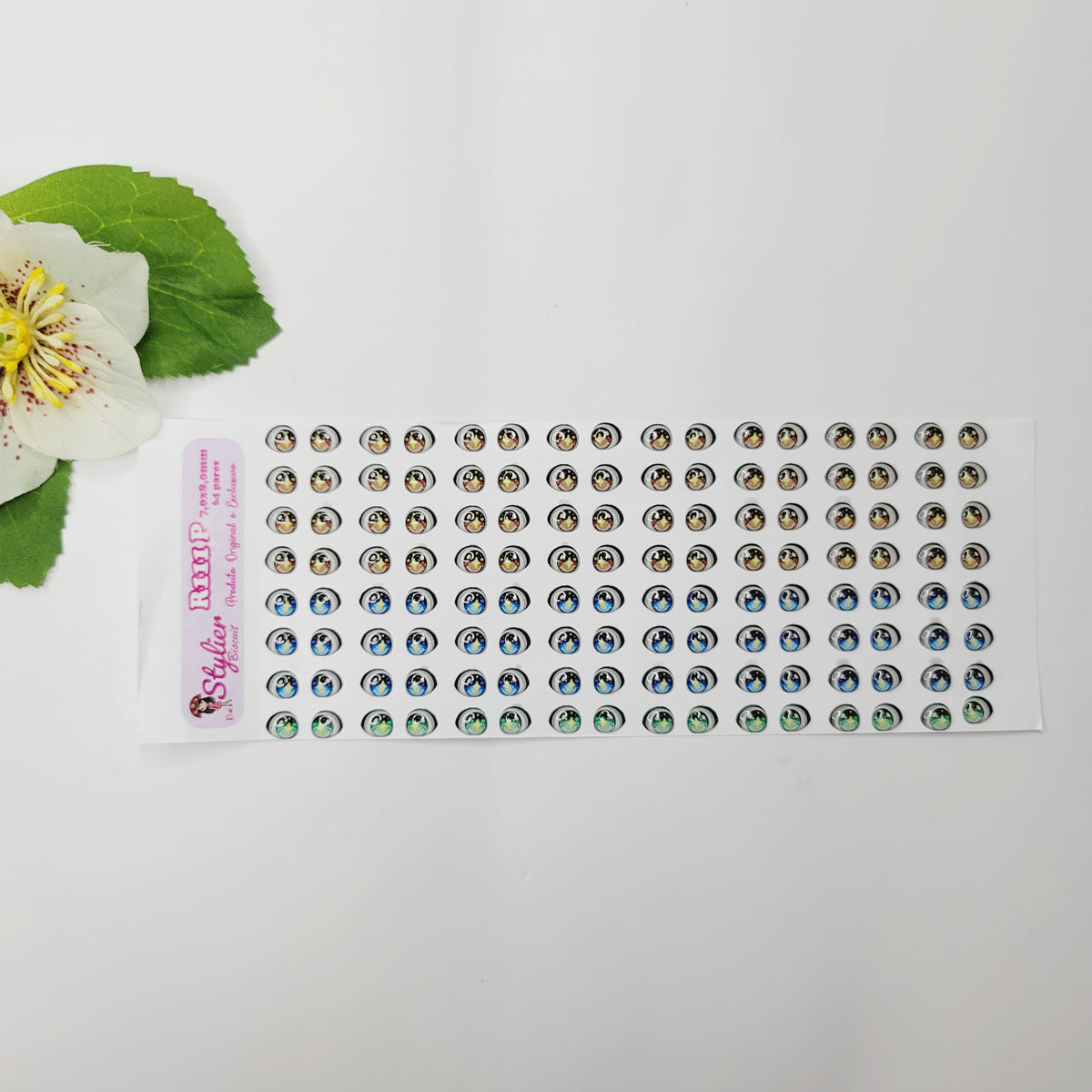STY R111 Adhesive Resin Eyes for Clays Multicolor SM (7x8 mm) 64Pairs