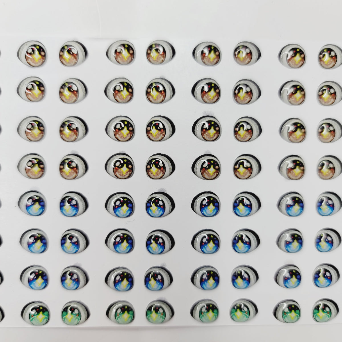 STY R111 Adhesive Resin Eyes for Clays Multicolor SM (7x8 mm) 64Pairs