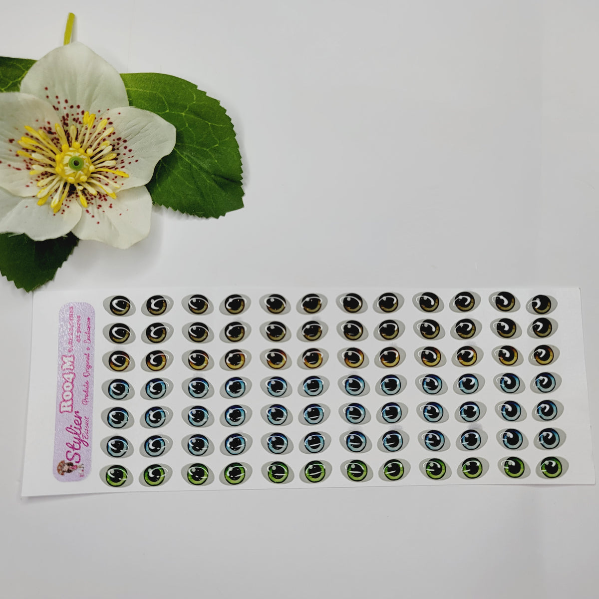 STY R004 Adhesive Resin Eyes for Clays Multicolor STY R004 M (9x12 mm) 42Pairs