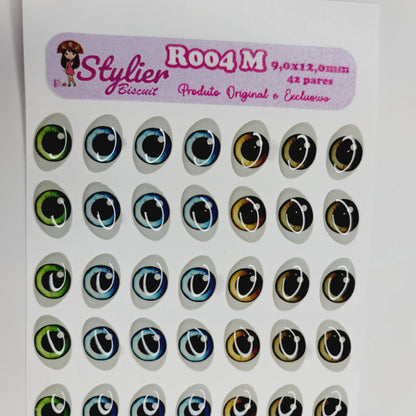 STY R004 Adhesive Resin Eyes for Clays Multicolor STY R004 M (9x12 mm) 42Pairs