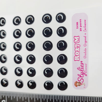 STY R027 Adhesive Resin Eyes for Clays Multicolor STY M (10mm) 36 Pairs