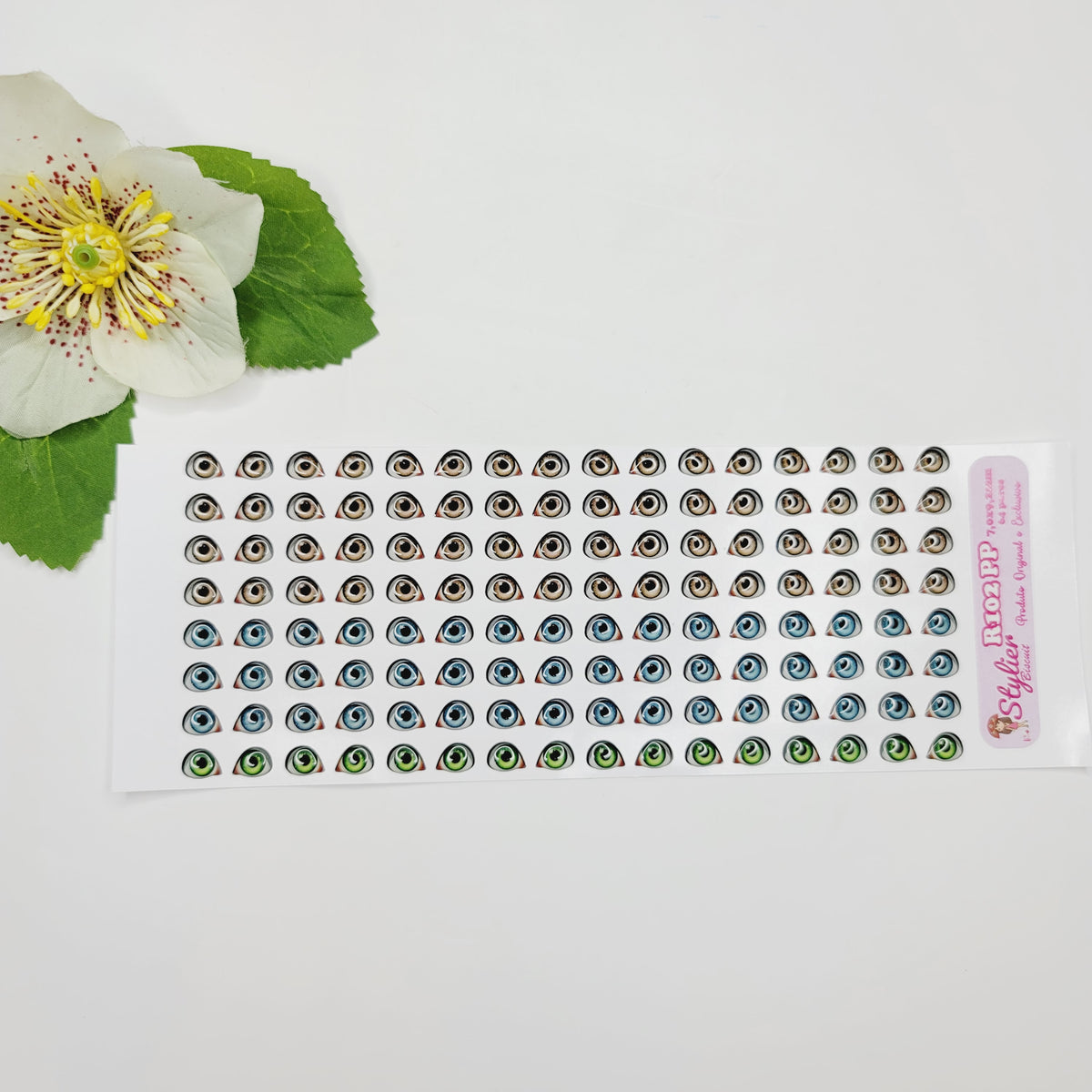 STY R102 Adhesive Resin Eyes for Clays Multicolor XS (7x9 mm) 64 Pairs