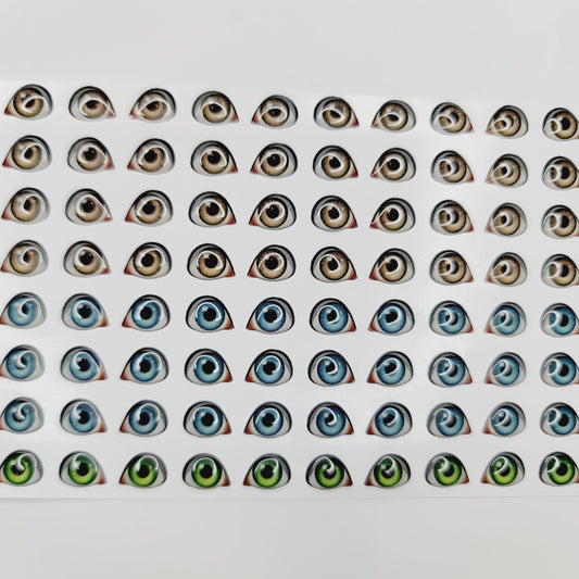 STY R102 Adhesive Resin Eyes for Clays Multicolor XS (7x9 mm) 64 Pairs