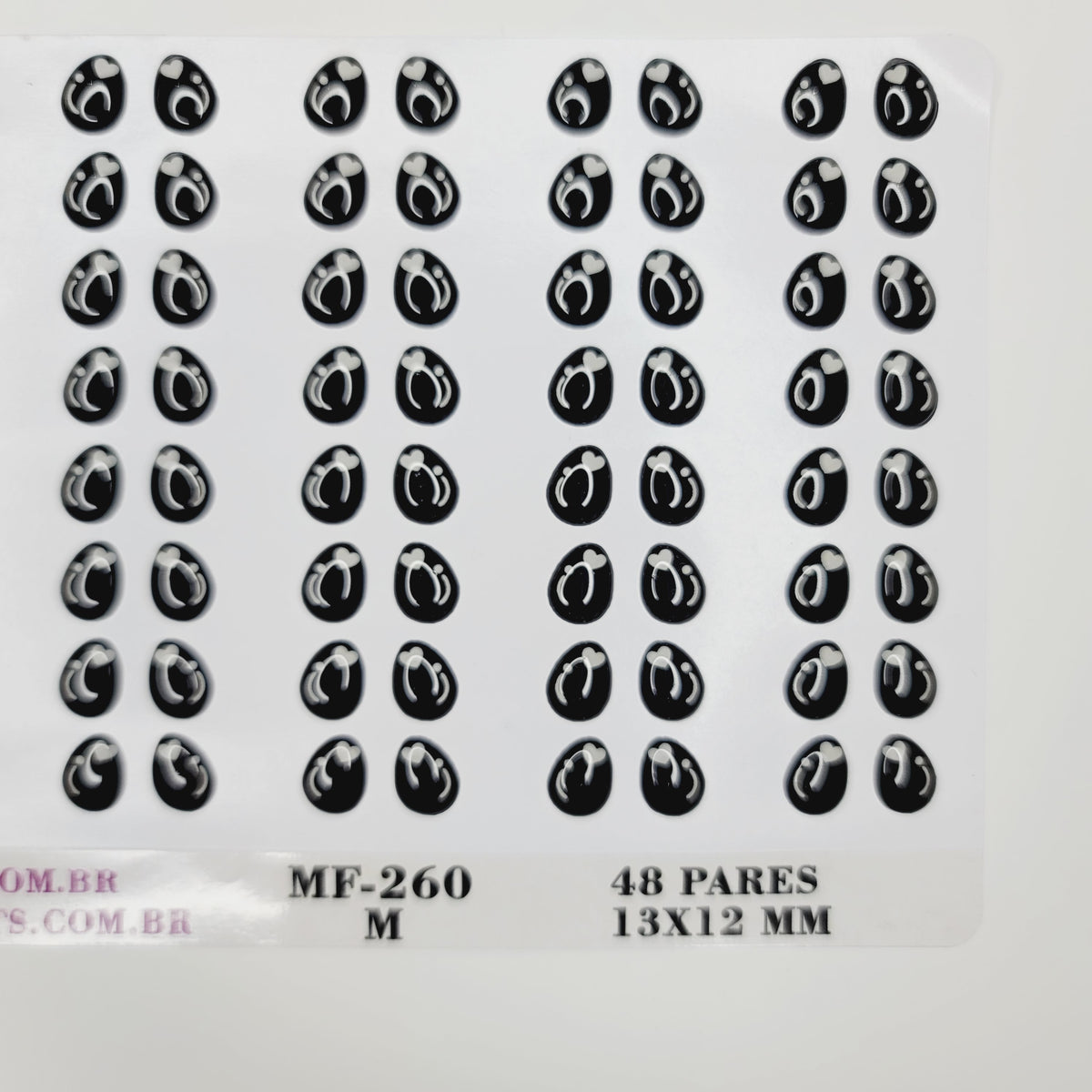 MF 260 Adhesive Resin Eyes for Clays (13mm x 12mm) - 48 Pairs