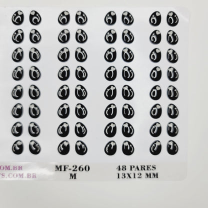 MF 260 Adhesive Resin Eyes for Clays (13mm x 12mm) - 48 Pairs