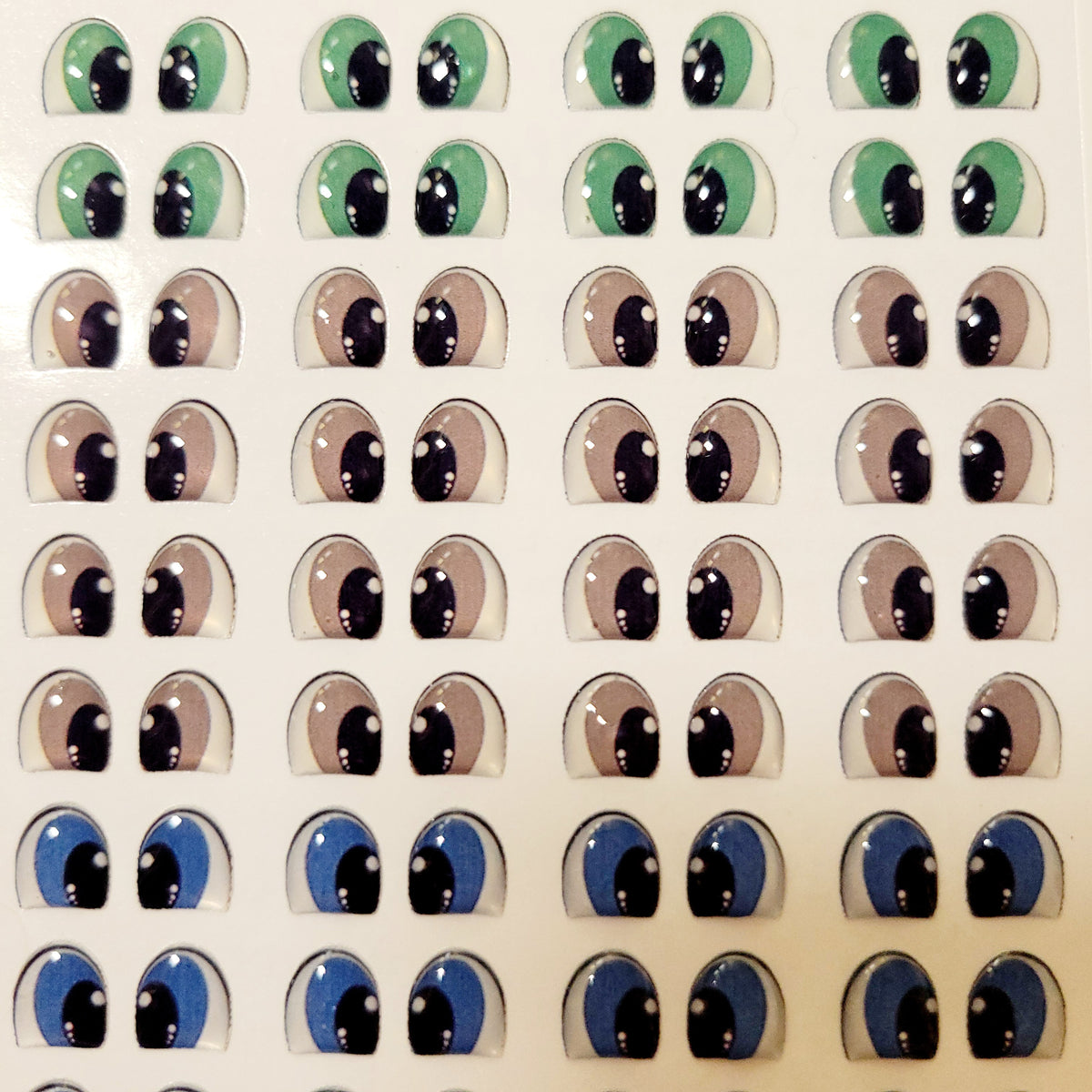 Adhesive Resin Eyes FNY 1009 - for use with Cold Porcelain Air Dry Clay, Polymer Clay, EVA, Felt, Fabric, Plaster, Paper, Ceramic and more