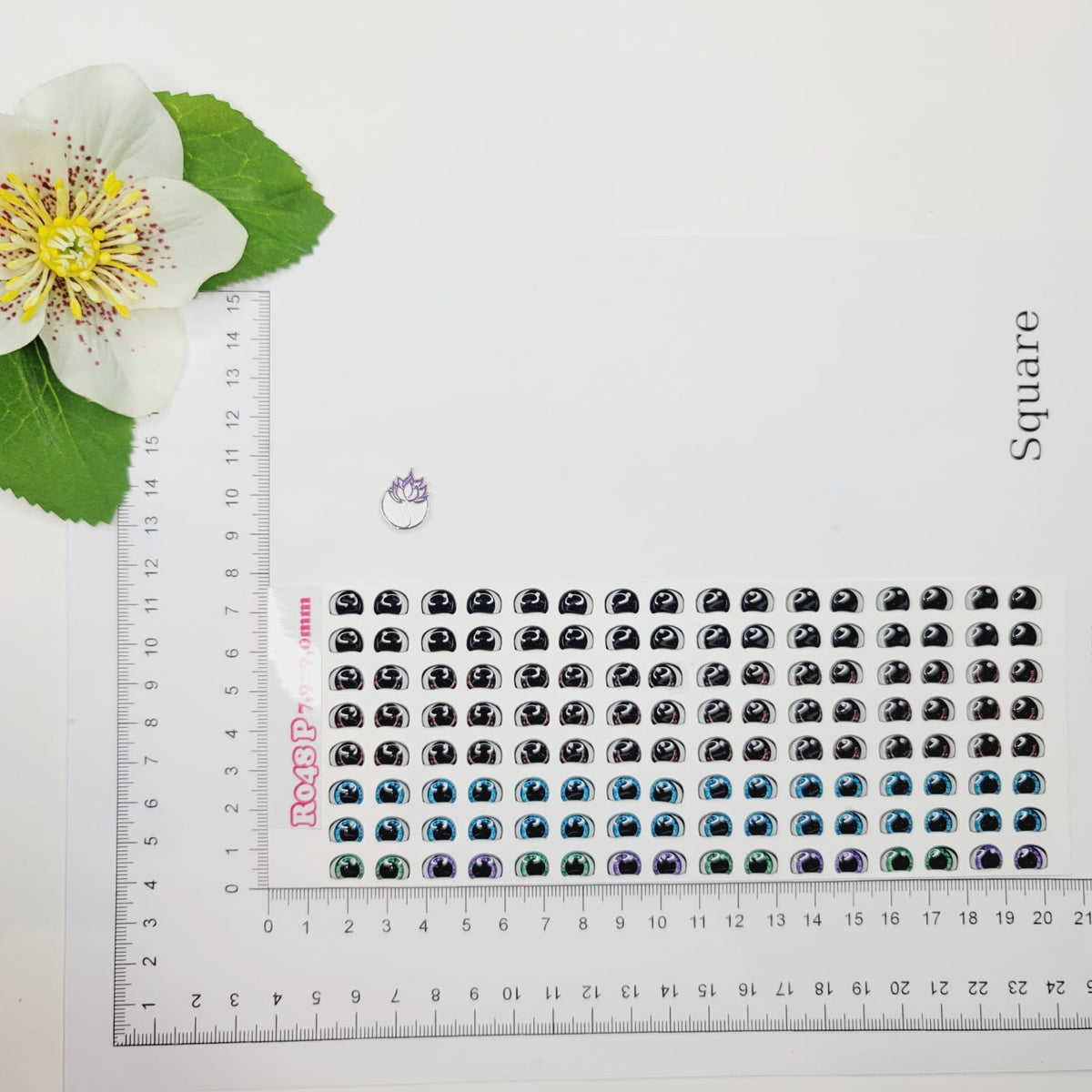 STY R048 Adhesive Resin Eyes for Clays Multicolor SM (7,9 x 9 mm) 64Pairs