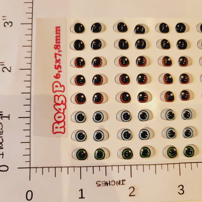 STY R045 Adhesive Resin Eyes for Clays Multicolor  SM (6.5x7.8 mm)  64Pairs
