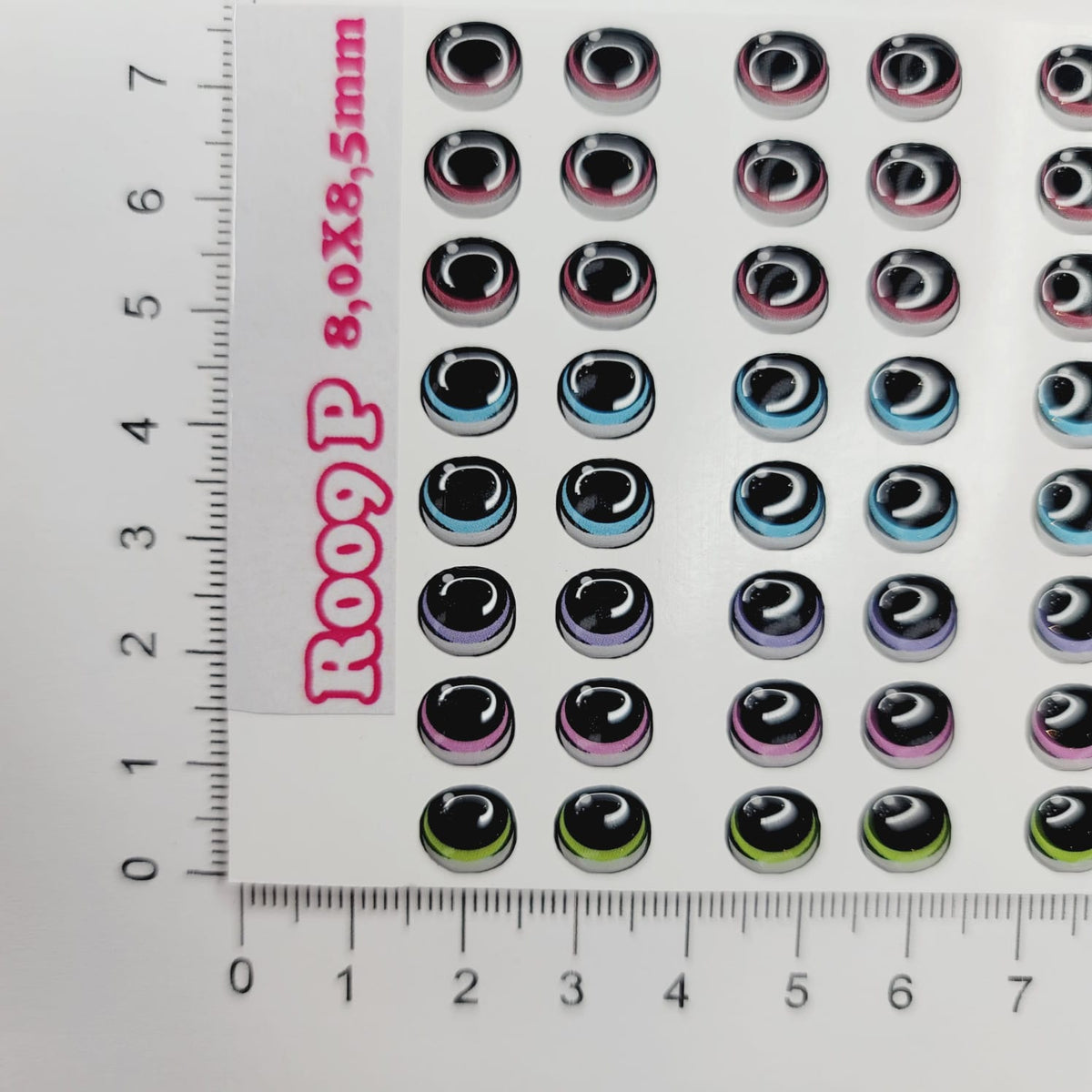 STY R009 Adhesive Resin Eyes for Clays Multicolor Small (8x8,5 mm) - 49 Pairs