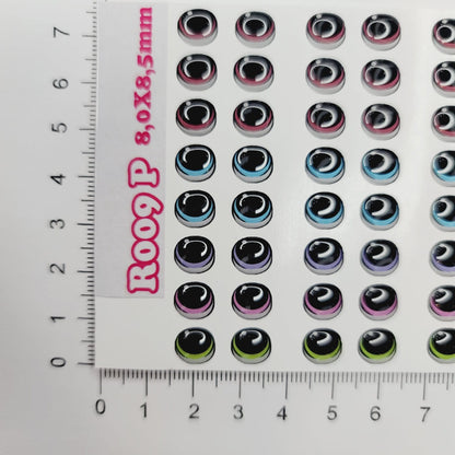 STY R009 Adhesive Resin Eyes for Clays Multicolor Small (8x8,5 mm) - 49 Pairs