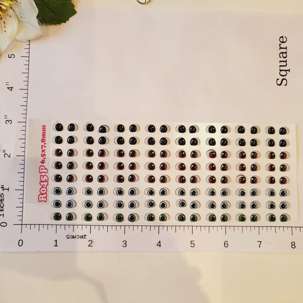 STY R045 Adhesive Resin Eyes for Clays Multicolor  SM (6.5x7.8 mm)  64Pairs