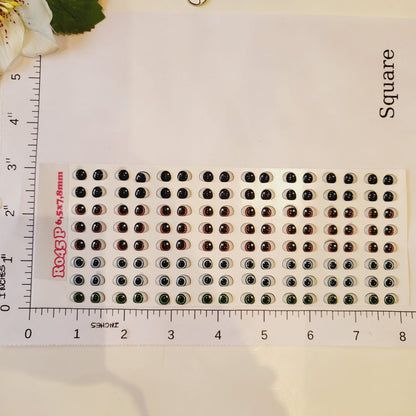 STY R045 Adhesive Resin Eyes for Clays Multicolor  SM (6.5x7.8 mm)  64Pairs