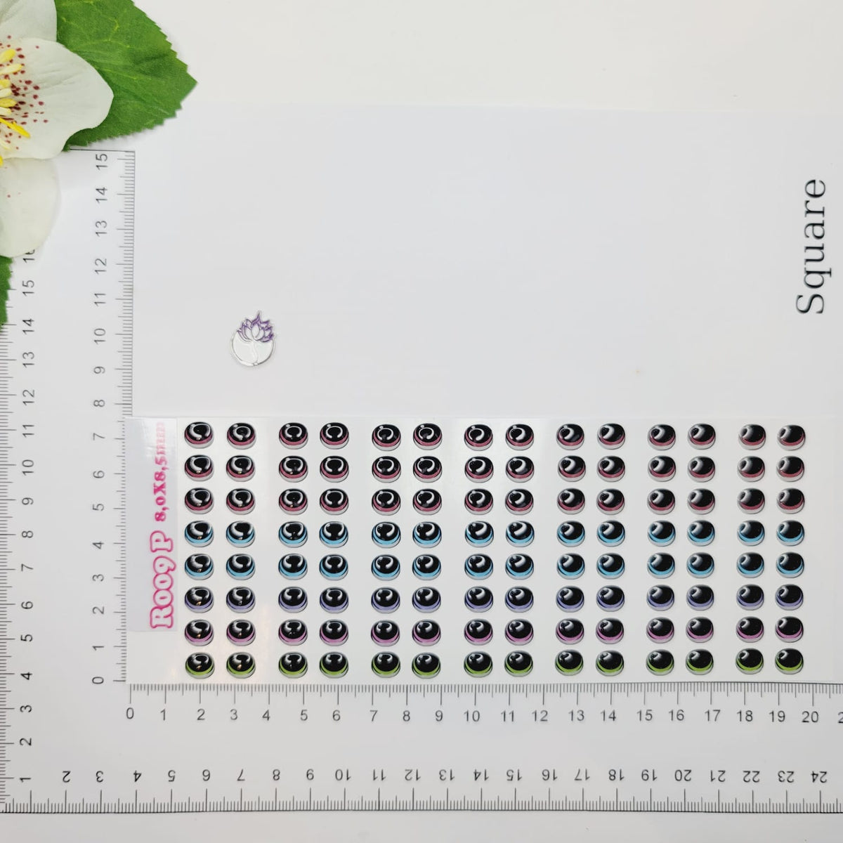 STY R009 Adhesive Resin Eyes for Clays Multicolor Small (8x8,5 mm) - 49 Pairs