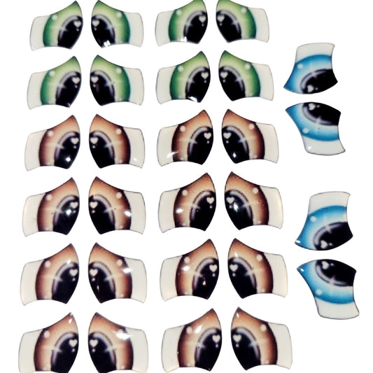 F#1008 Adhesive Resin Eyes - 3 sizes - for use with Clay, EVA, Felt, Fabric and more
