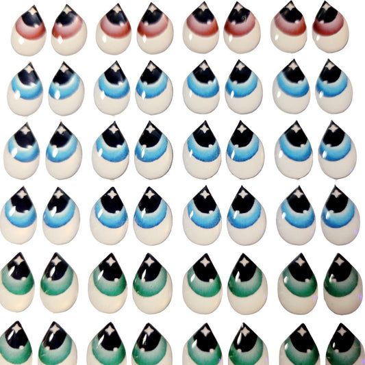 F#1004 Adhesive Resin Eyes - 3 sizes - for use with Cold Porcelain Air Dry Clay, Polymer Clay, EVA, Felt, Fabric, Plaster, Paper, Ceramic and more