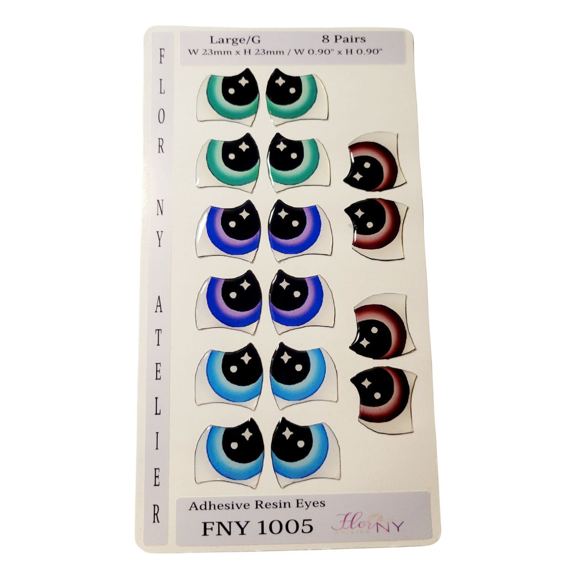 Adhesive Resin Eyes FNY 1005 - for use with Cold Porcelain Air Dry Clay, Polymer Clay, EVA, Felt, Fabric, Plaster, Paper, Ceramic and more